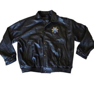 BISHOP Mens Genuine Leather California Highway Patrol Size XXL Black Biker